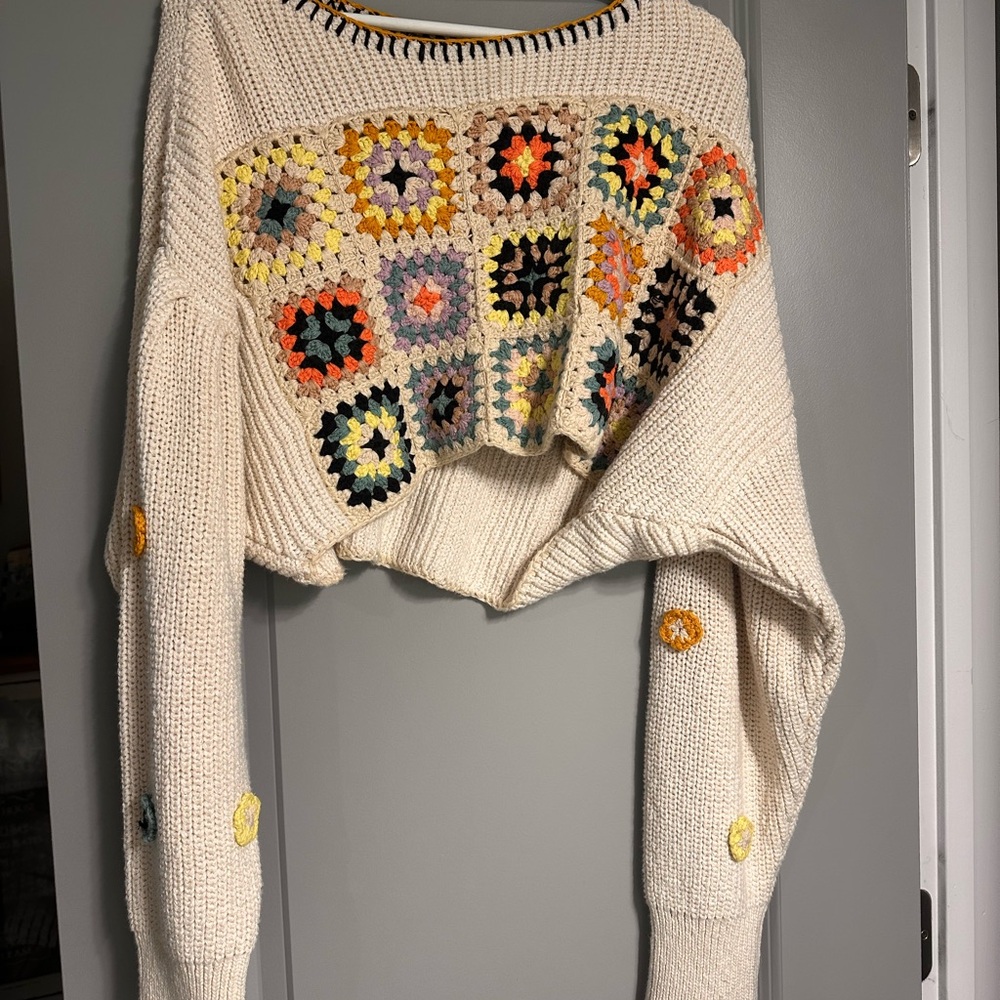 Free people Colorful Crochet Patchwork Sweater - Picture 2 of 5